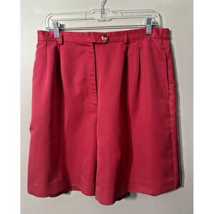 Tahari Women's High Rise Flat Front Shorts Size 16 Hot‎ Pink